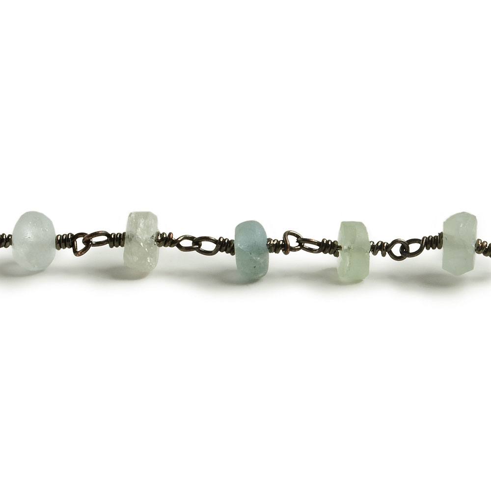 6mm Matte Multi Beryl rondelle Black Gold plated Chain by the foot with approximately 30 pieces (ONLINE ORDER ONLY)