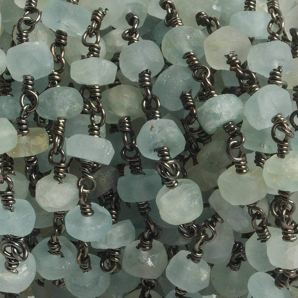 6mm Matte Multi Beryl rondelle Black Gold plated Chain by the foot with approximately 30 pieces (ONLINE ORDER ONLY)