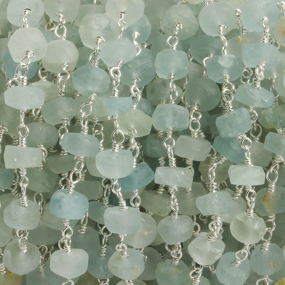 6mm Matte Multi Beryl rondelle Silver plated Chain by the foot with approximately 30 pieces (ONLINE ORDER ONLY)