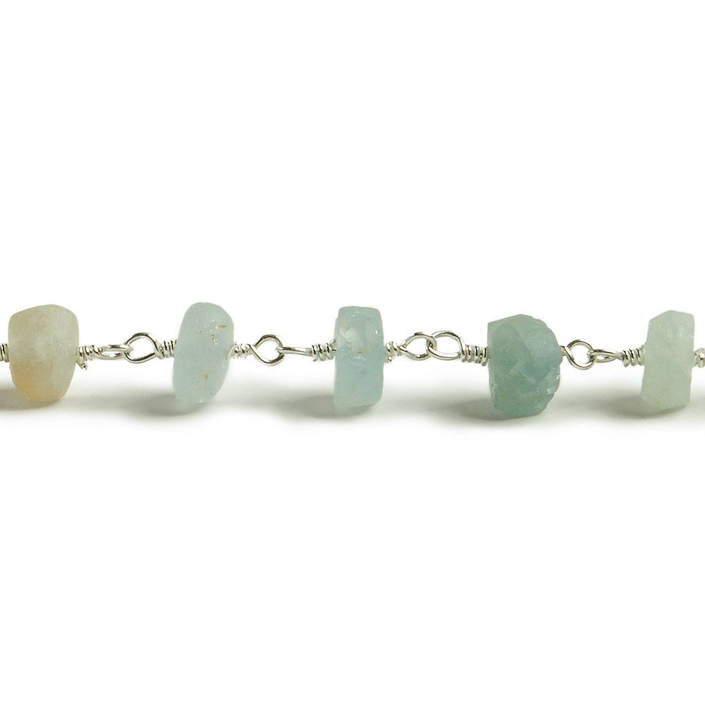 6mm Matte Multi Beryl rondelle Silver plated Chain by the foot with approximately 30 pieces (ONLINE ORDER ONLY)