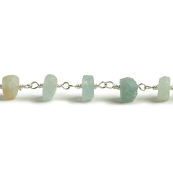 6mm Matte Multi Beryl rondelle Silver plated Chain by the foot with approximately 30 pieces (ONLINE ORDER ONLY)
