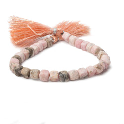 6mm Matte Rhodochrosite plain cube beads 7.5 inch 30 pieces (ONLINE ORDER ONLY)