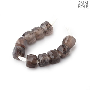 6mm Chocolate Moonstone 2mm Large Hole Faceted Cube Beads Set of 10 (ONLINE ORDER ONLY)