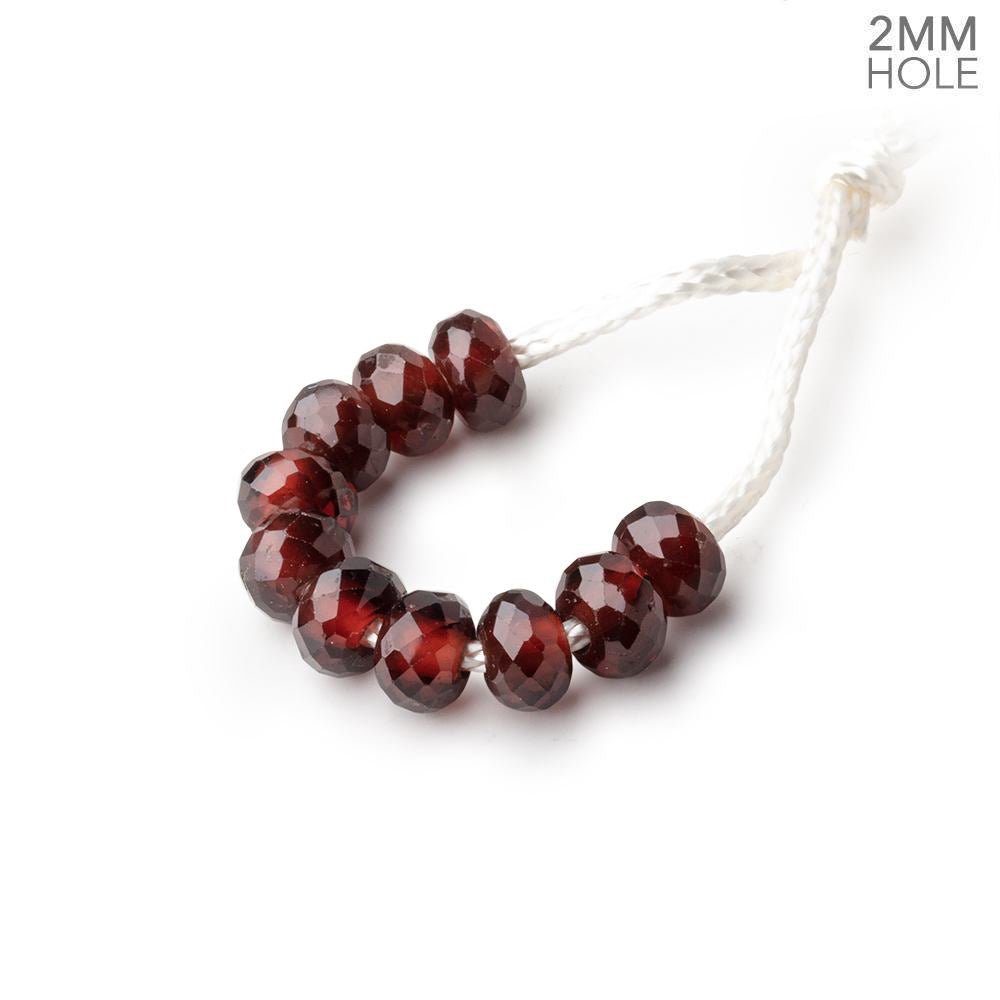 6mm Mozambique Garnet 2mm Large Hole Faceted Rondelles Set of 10 Beads (ONLINE ORDER ONLY)