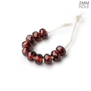 6mm Mozambique Garnet 2mm Large Hole Faceted Rondelles Set of 10 Beads (ONLINE ORDER ONLY)
