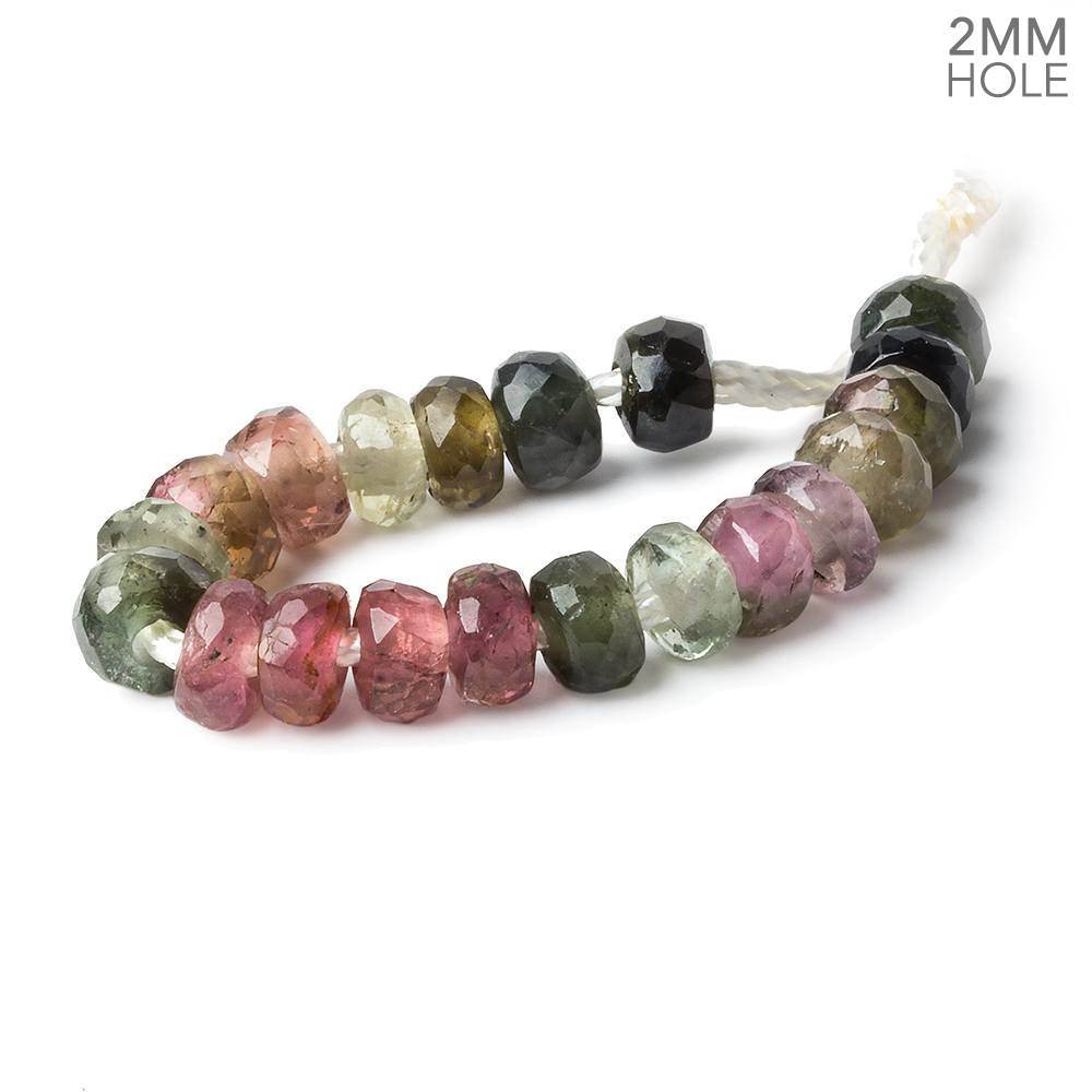 6mm Multi Color Tourmaline 2mm Large Hole Faceted Rondelle Set of 20 Beads (ONLINE ORDER ONLY)