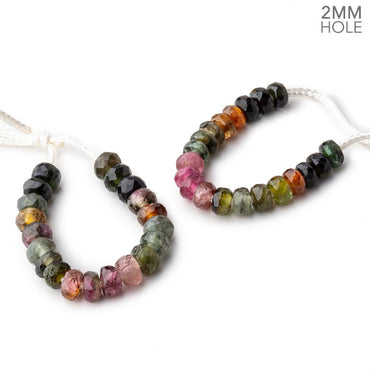 6mm Multi Color Tourmaline 2mm Large Hole Faceted Rondelle Set of 20 Beads (ONLINE ORDER ONLY)