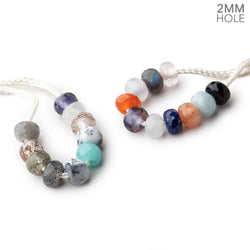 6mm Multi Gemstone 2mm Large Hole Faceted Rondelle Set of 10 Beads (ONLINE ORDER ONLY)