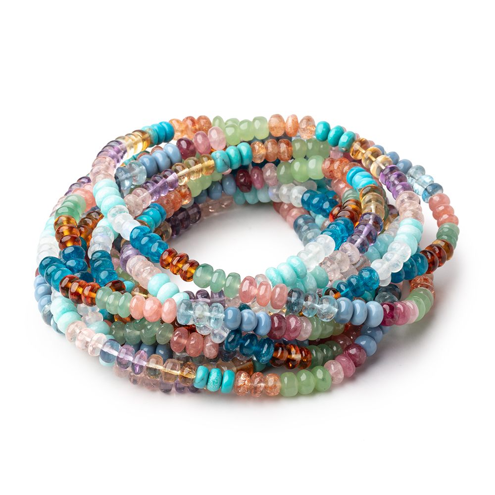 6mm Multi Gemstone Plain Rondelle Beads 36 inch 266 pieces AA (ONLINE ORDER ONLY)