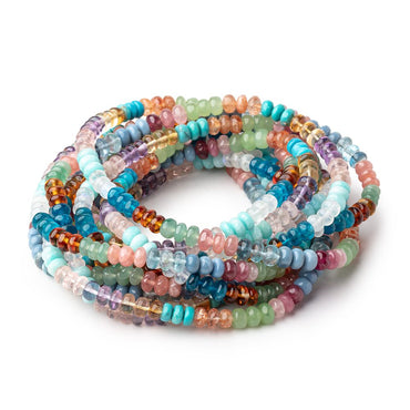 6mm Multi Gemstone Plain Rondelle Beads 36 inch 266 pieces AA (ONLINE ORDER ONLY)