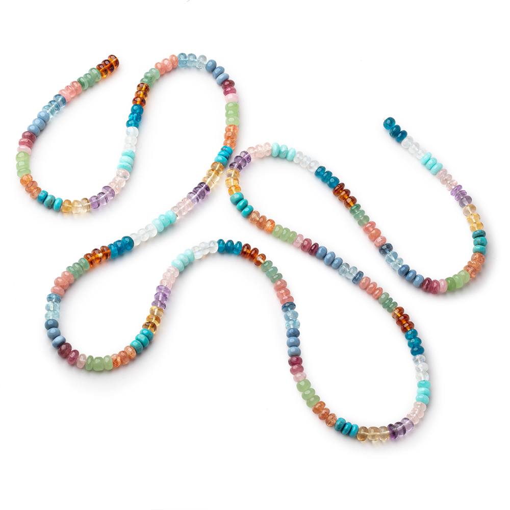 6mm Multi Gemstone Plain Rondelle Beads 36 inch 266 pieces AA (ONLINE ORDER ONLY)