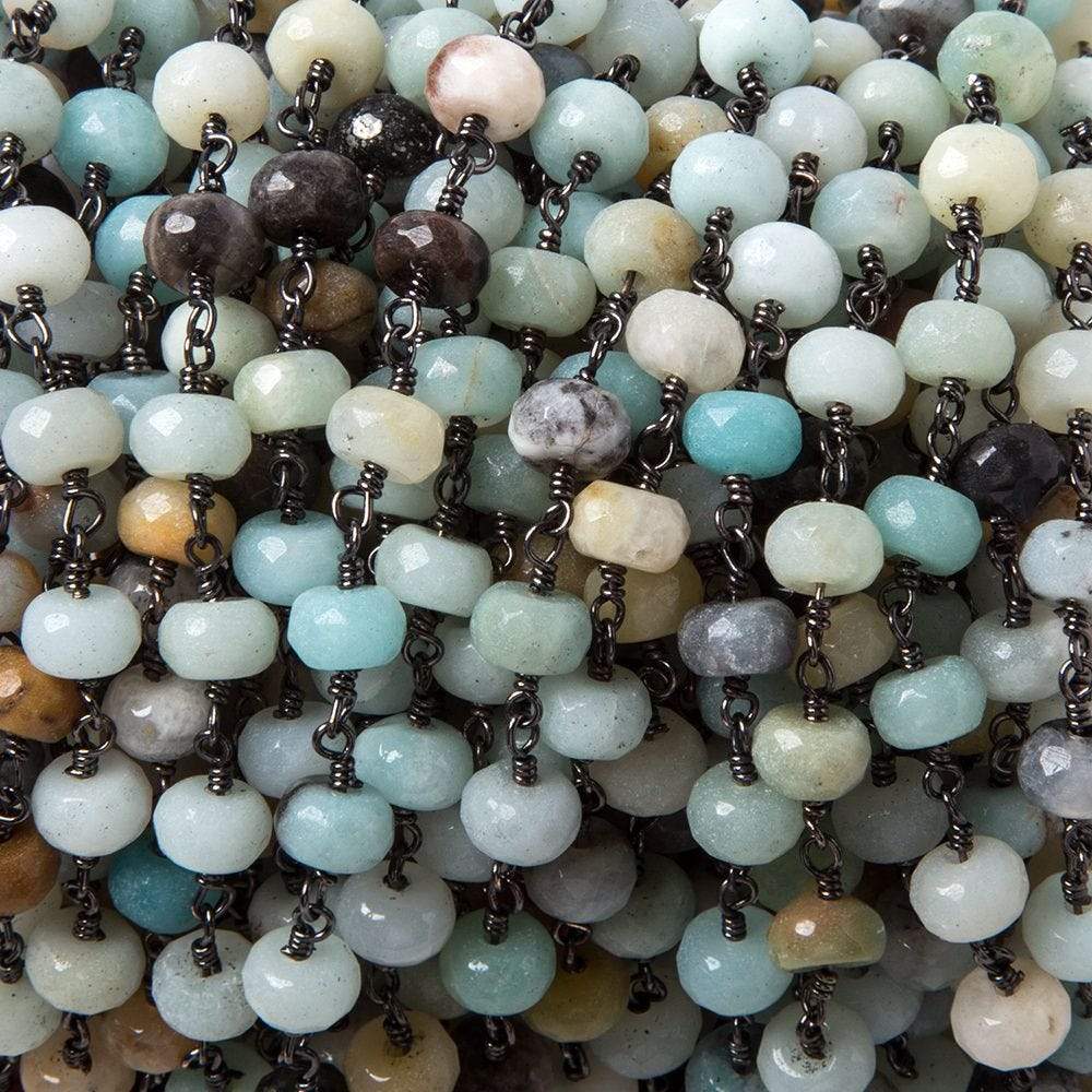 6mm MultiColor Amazonite faceted rondelle Black Gold chain by the foot 31 pcs (ONLINE ORDER ONLY)