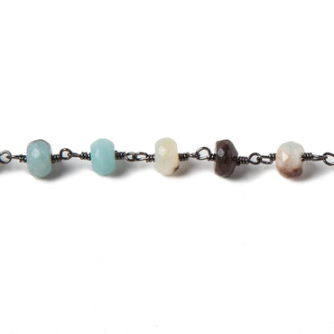 6mm MultiColor Amazonite faceted rondelle Black Gold chain by the foot 31 pcs (ONLINE ORDER ONLY)