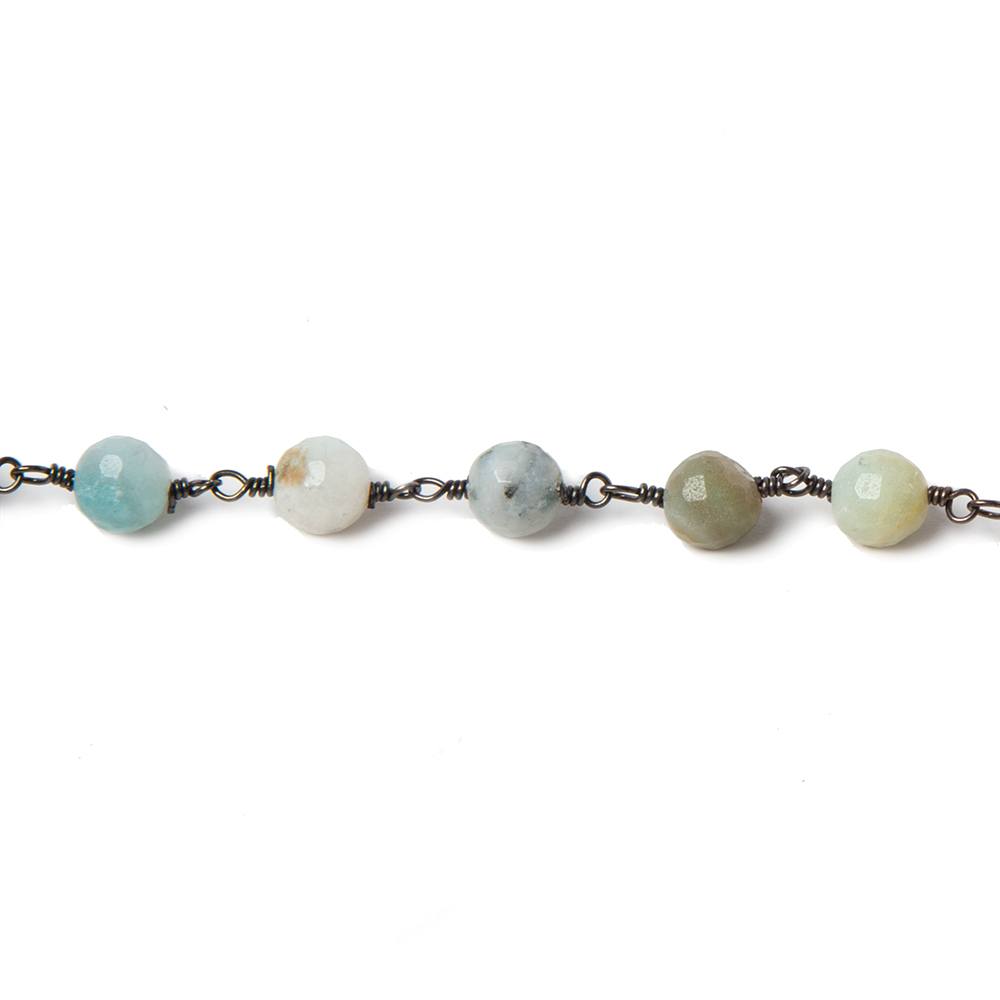 6mm MultiColor Amazonite faceted round Black Gold chain by the foot 26 pcs (ONLINE ORDER ONLY)
