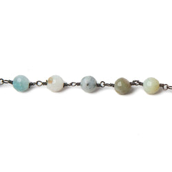 6mm MultiColor Amazonite faceted round Black Gold chain by the foot 26 pcs (ONLINE ORDER ONLY)