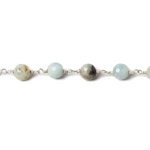 6mm MultiColor Amazonite faceted round Silver chain by the foot 26 pcs (ONLINE ORDER ONLY)