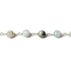 6mm MultiColor Amazonite faceted round Silver chain by the foot 26 pcs (ONLINE ORDER ONLY)