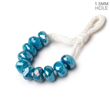 6mm Mystic Aqua Moonstone 1.5mm Large Hole Faceted Rondelle set of 10 (ONLINE ORDER ONLY)