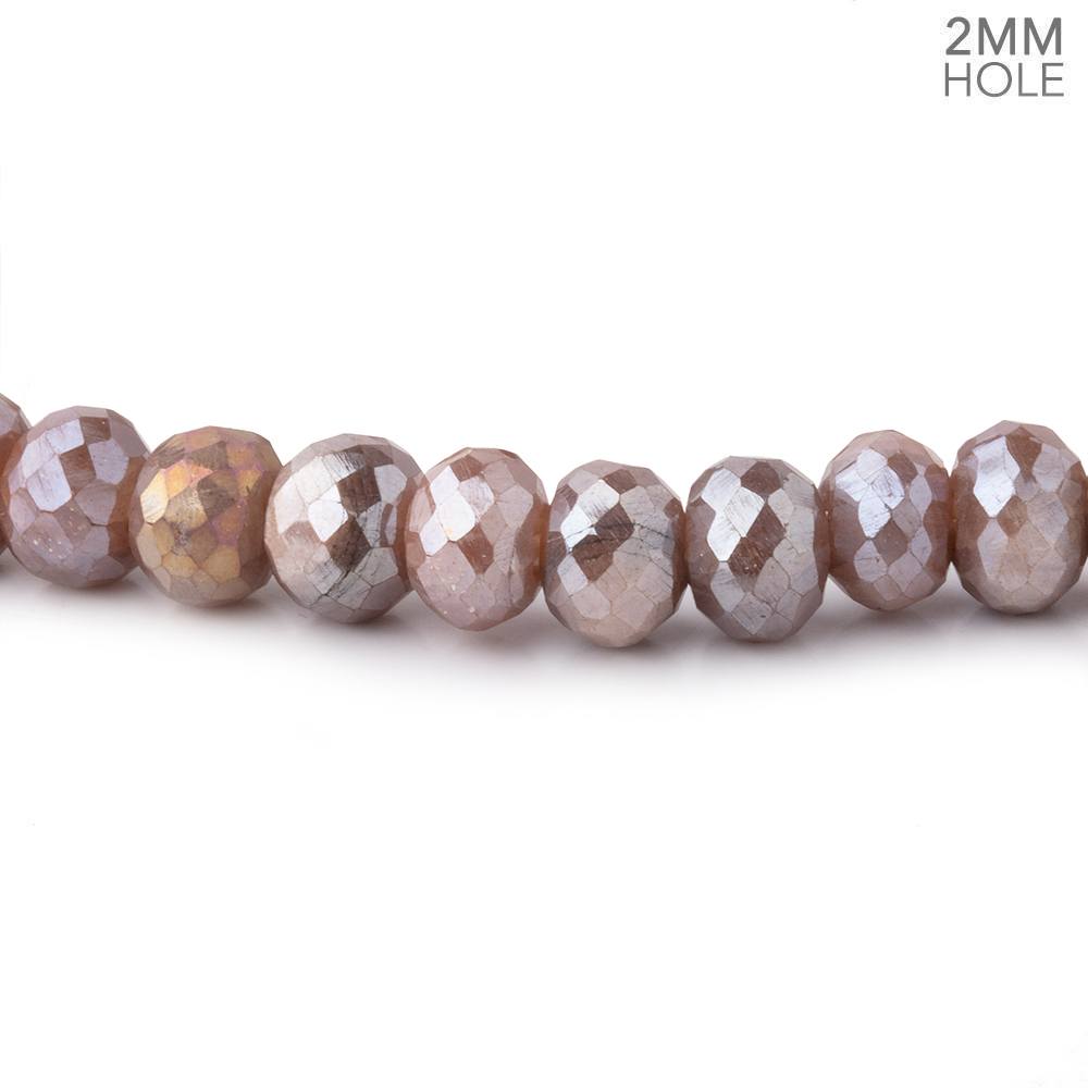 6mm Mystic Dark Peach Moonstone 2mm Large Hole Faceted Rondelles 8 inch 42 Beads (ONLINE ORDER ONLY)