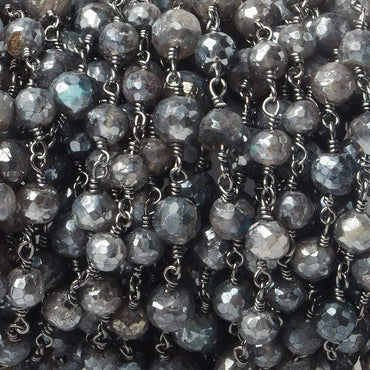 6mm Mystic Labradorite faceted round Black Gold plated Chain by the foot 24 pcs (ONLINE ORDER ONLY)