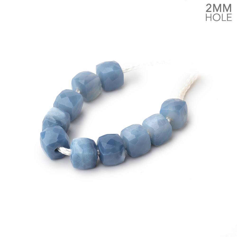 6mm Owyhee Denim Blue Opal 2mm Large Hole Faceted cube Beads Set of 10 (ONLINE ORDER ONLY)