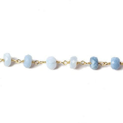 6mm Owyhee Denim Blue Opal faceted rondelle Gold Chain by the foot 30 pcs (ONLINE ORDER ONLY)