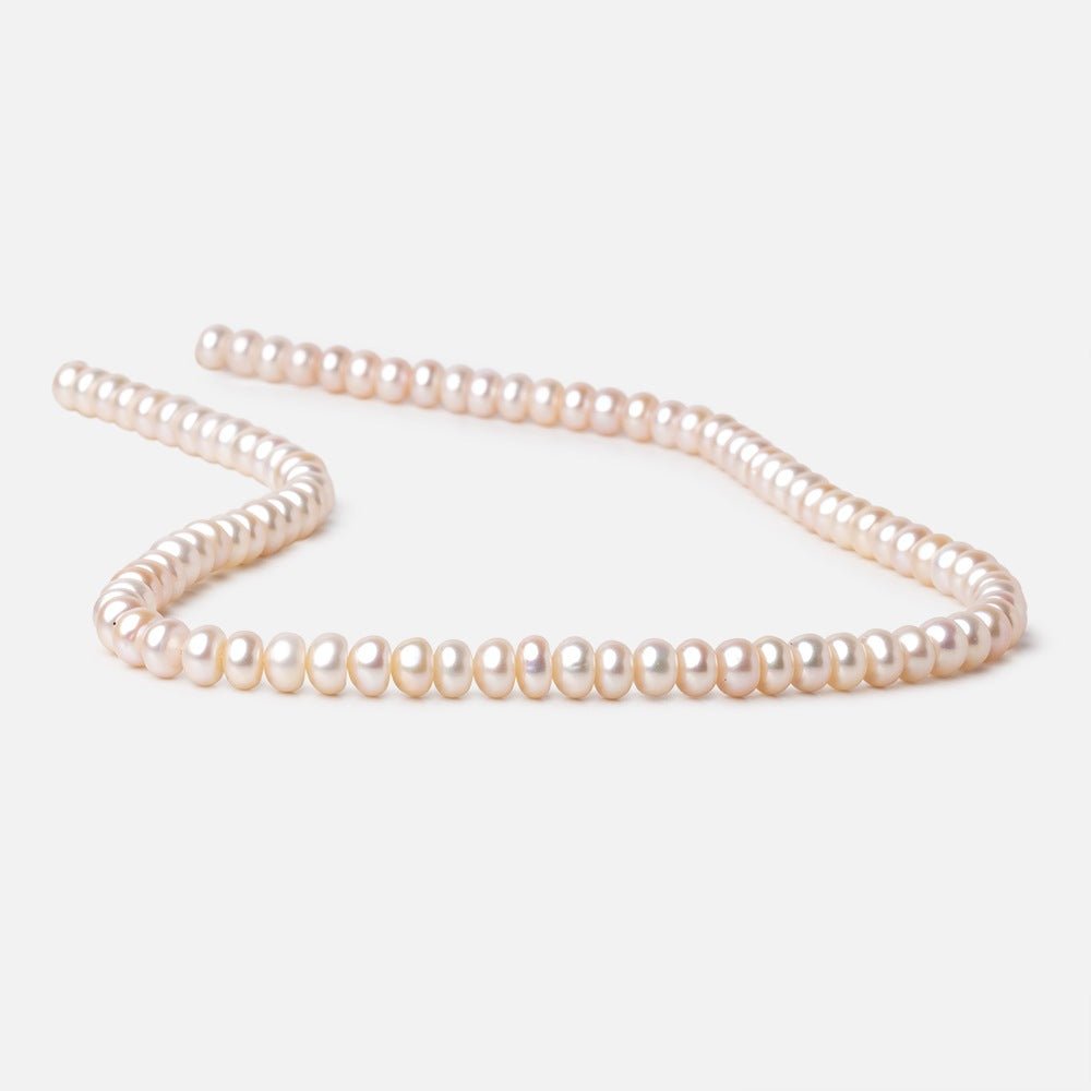 6mm Pale Peach Button Freshwater Pearl Beads 16 inch 94 pieces (ONLINE ORDER ONLY)