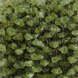 6mm Peridot chip Black Gold plated Chain by the foot with approximately 35 pieces (ONLINE ORDER ONLY)