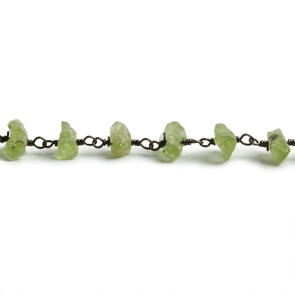6mm Peridot chip Black Gold plated Chain by the foot with approximately 35 pieces (ONLINE ORDER ONLY)