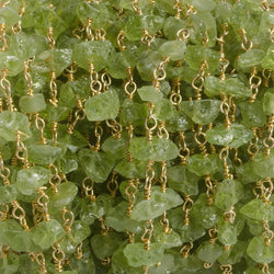 6mm Peridot chip Gold plated Chain by the foot with approximately 35 pieces (ONLINE ORDER ONLY)
