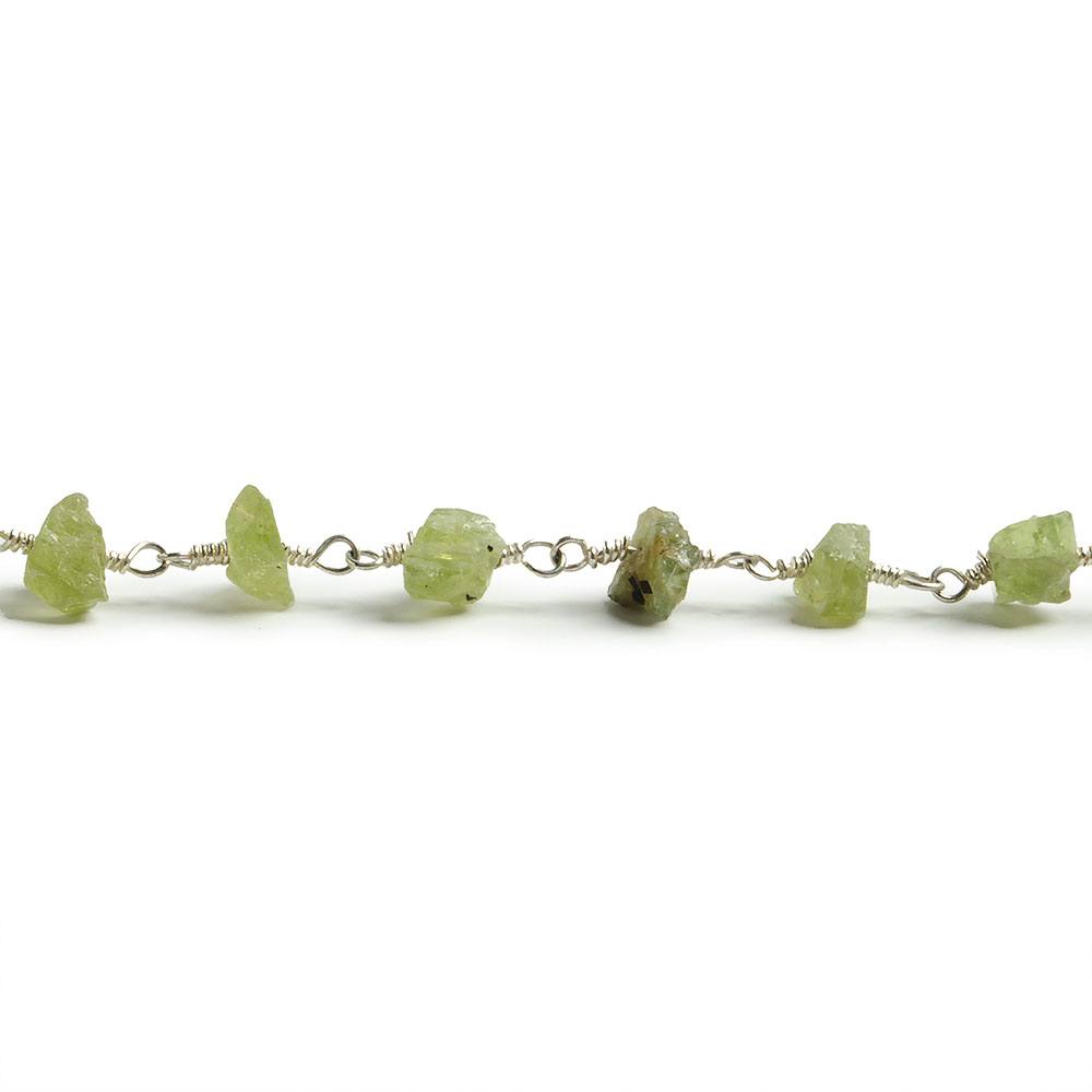 6mm Peridot chip Silver plated Chain by the foot with approximately 35 pieces (ONLINE ORDER ONLY)
