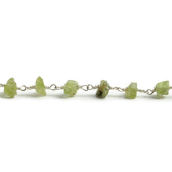6mm Peridot chip Silver plated Chain by the foot with approximately 35 pieces (ONLINE ORDER ONLY)