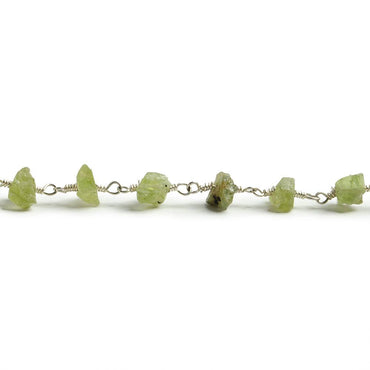 6mm Peridot chip Silver plated Chain by the foot with approximately 35 pieces (ONLINE ORDER ONLY)