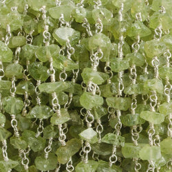 6mm Peridot chip Silver plated Chain by the foot with approximately 35 pieces (ONLINE ORDER ONLY)