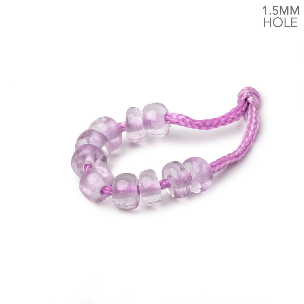 6mm Pink Amethyst 1.5mm Large Hole Plain Rondelle Set of 10 (ONLINE ORDER ONLY)