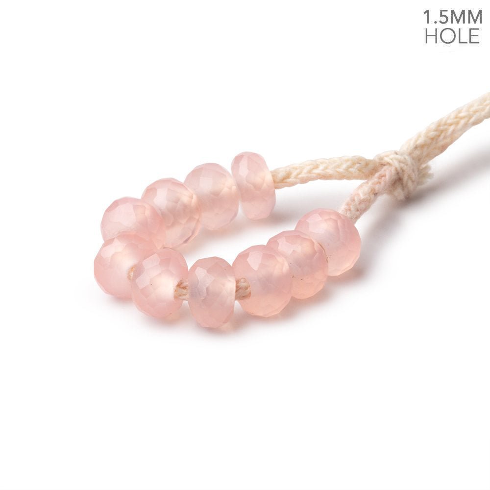 6mm Pink Chalcedony 1.5mm Large Hole Faceted Rondelle Bead Set of 10 (ONLINE ORDER ONLY)