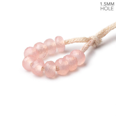 6mm Pink Chalcedony 1.5mm Large Hole Faceted Rondelle Bead Set of 10 (ONLINE ORDER ONLY)