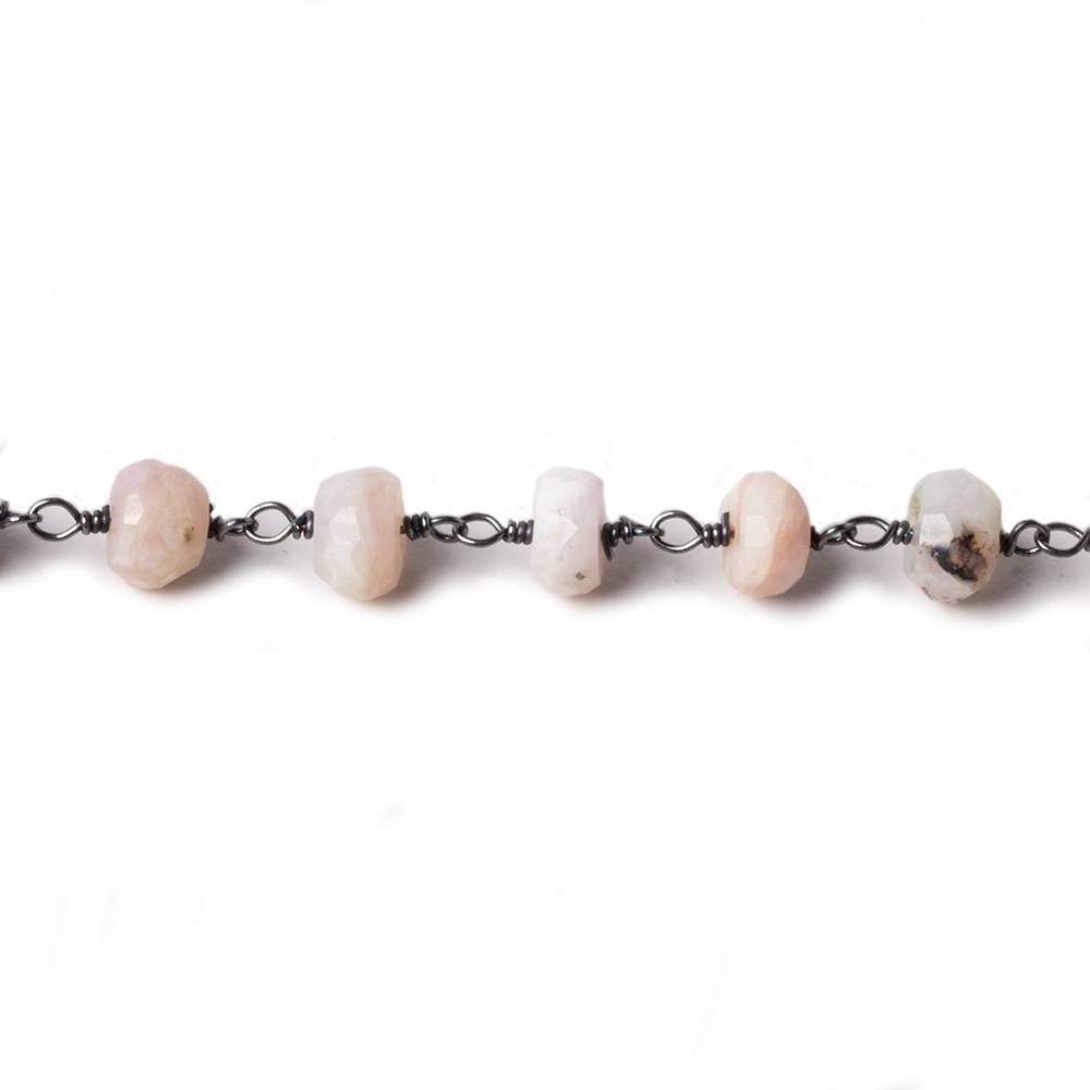 6mm Pink Peru Opal faceted rondelle Black Gold Chain by the foot 30 pcs (ONLINE ORDER ONLY)