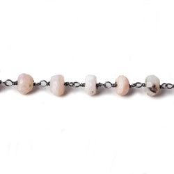 6mm Pink Peru Opal faceted rondelle Black Gold Chain by the foot 30 pcs (ONLINE ORDER ONLY)