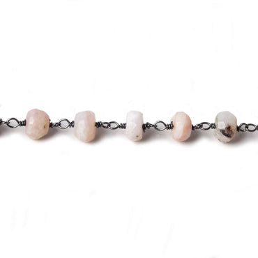 6mm Pink Peru Opal faceted rondelle Black Gold Chain by the foot 30 pcs (ONLINE ORDER ONLY)