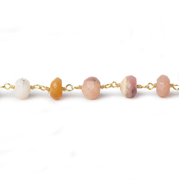 6mm Pink Peruvian Opal faceted rondelle Gold plated Chain by the foot 31 pcs (ONLINE ORDER ONLY)