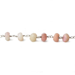 6mm Pink Peruvian Opal faceted rondelle Silver plated Chain by the foot 31 pcs (ONLINE ORDER ONLY)