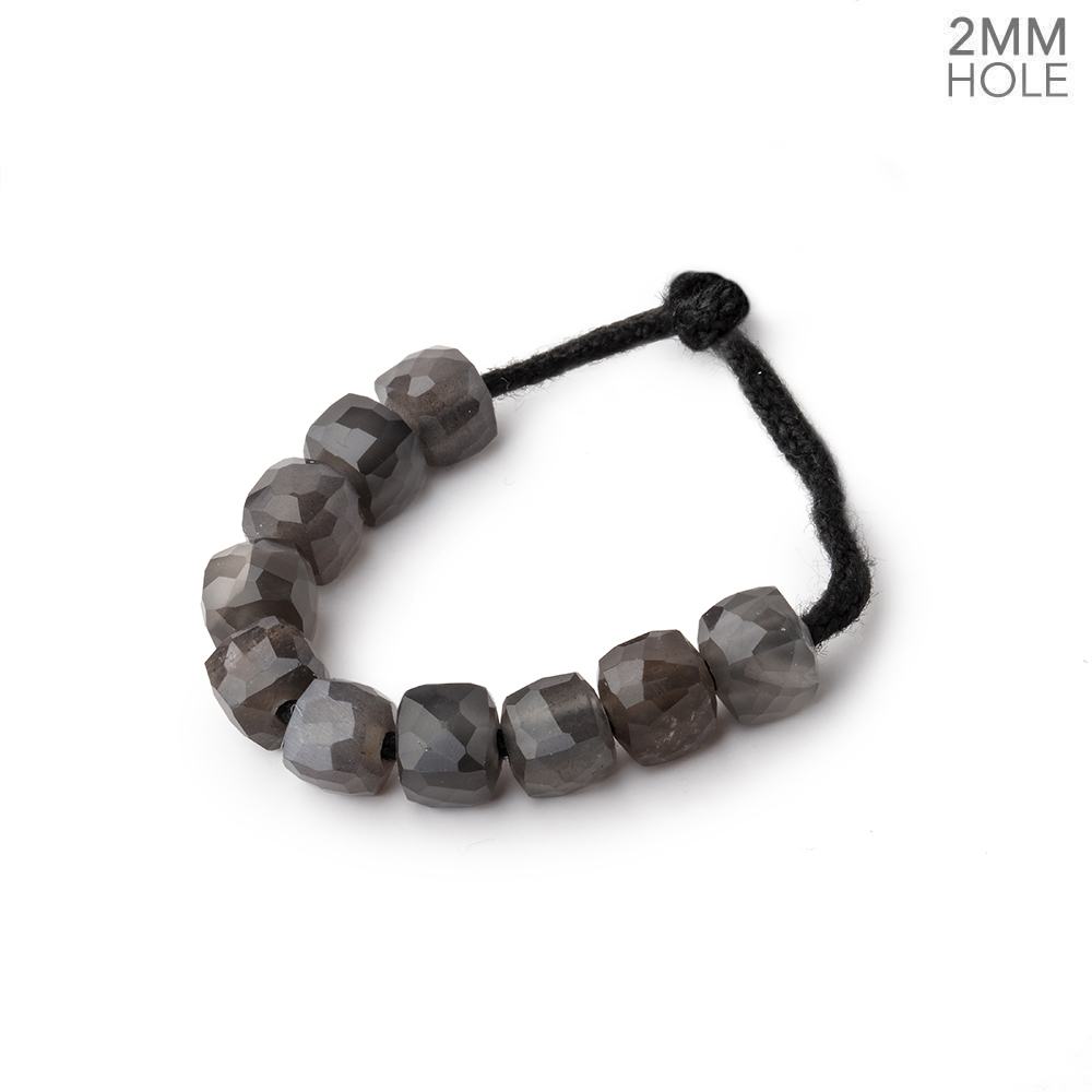 6mm Platinum Grey Moonstone 2mm Large Hole Faceted Cube Beads Set of 10 (ONLINE ORDER ONLY)