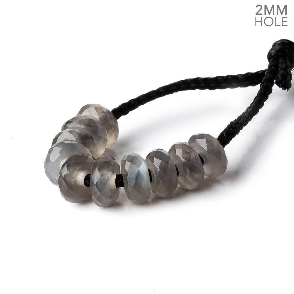6mm Platinum Grey Moonstone 2mm Large Hole Faceted Rondelle Set of 10 Beads (ONLINE ORDER ONLY)