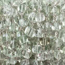 6mm Prasiolite faceted cube .925 Silver Chain by the foot 29 pieces (ONLINE ORDER ONLY)