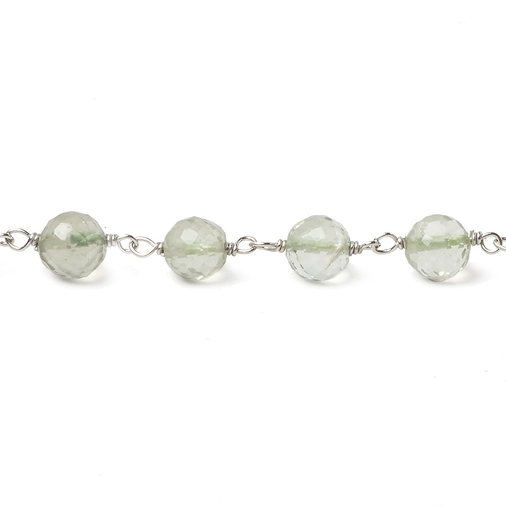 6mm Prasiolite faceted round .925 Silver Chain by the foot 24 pieces (ONLINE ORDER ONLY)