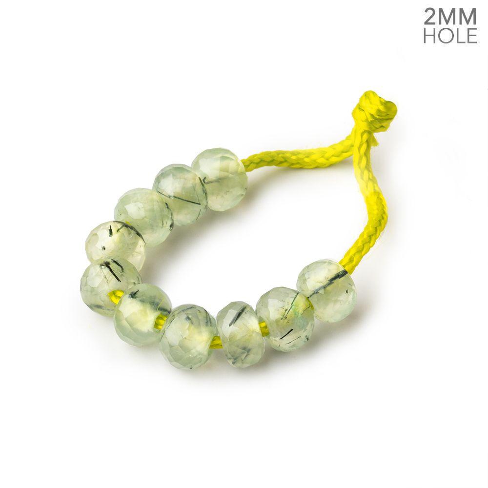6mm Prehnite 2mm Large Hole Faceted Rondelles Set of 10 Beads (ONLINE ORDER ONLY)