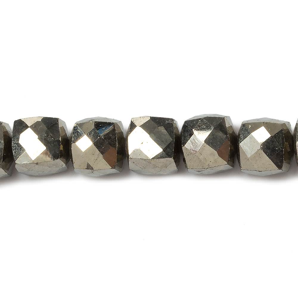 6mm Pyrite faceted cube beads 8 inch 29 pieces (ONLINE ORDER ONLY)