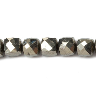 6mm Pyrite faceted cube beads 8 inch 29 pieces (ONLINE ORDER ONLY)