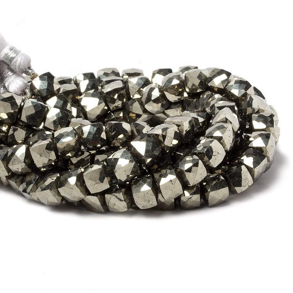 6mm Pyrite faceted cube beads 8 inch 29 pieces (ONLINE ORDER ONLY)